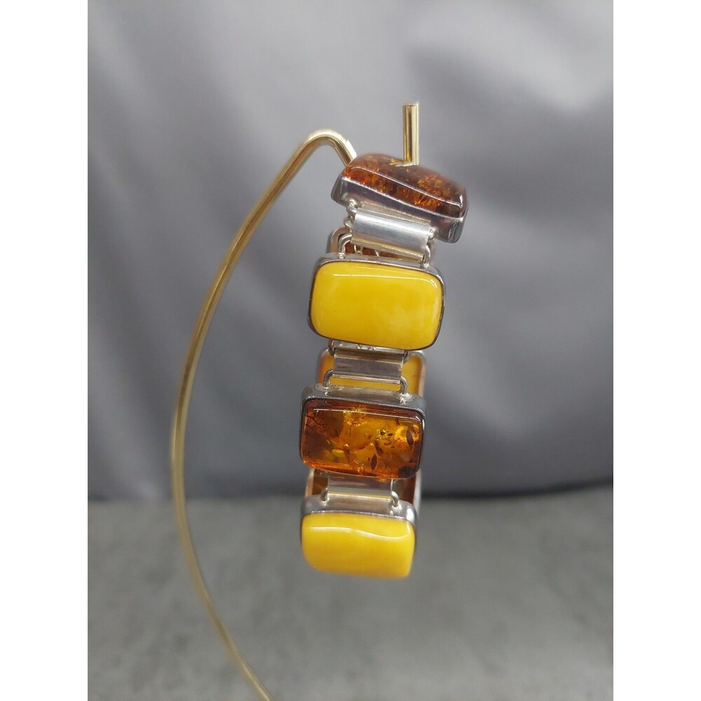 Amber Butterscotch Cognac Baltic Amber Bracelet Sterling Silver